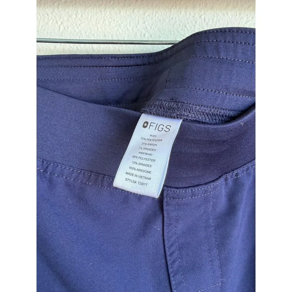 FIGS Navy Blue Axim Cargo Straight Leg 7-Pocket Scrub Pants Mens XXL Tall